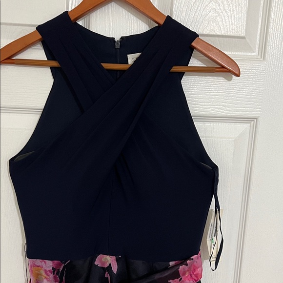 ELIZA J Navy Blue Jersey Criss-Cross Gown Size 8 - Picture 6 of 17